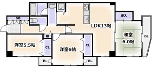 日宝ロイヤルハイツ桑津【1階】の間取り