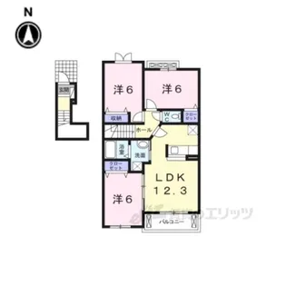 プラシード勝根B【2階】の間取り
