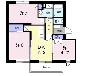 シャルム中野B【2階】の間取り