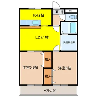 岐阜県大垣市内原3【アパート】の間取り