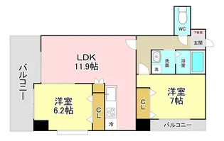 福岡県北九州市小倉北区室町2【マンション】の間取り