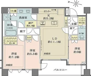 ザ・パークハウス千代田六番町【7階】の間取り