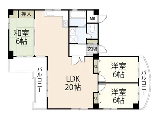 芦屋ビビッド十日市【7階】の間取り