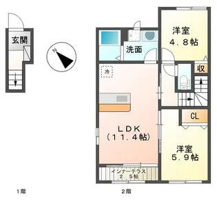 茨城県水戸市酒門町【アパート】の間取り