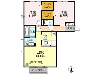 メロディア【2階】の間取り