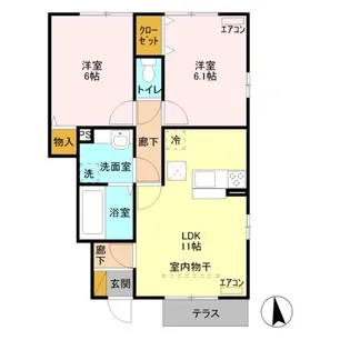 ブライトガーデンB【1階】の間取り