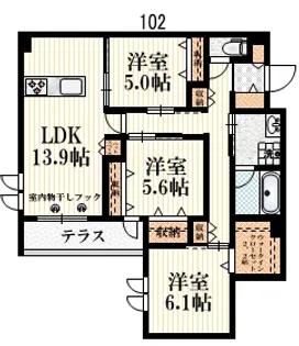 ザ・カリフォルニアレジデンス【1階】の間取り