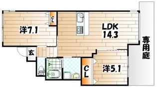 エバーグリーン小倉【1階】の間取り