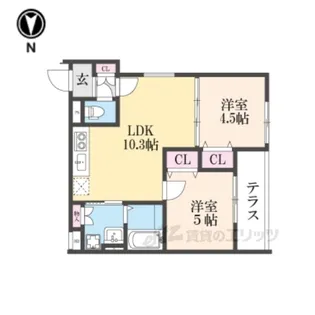 クリエオーレ倉治【1階】の間取り