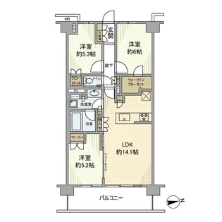 ブランズシティ調布【5階】の間取り