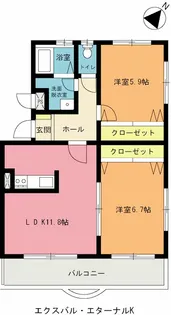 エクスバルエターナルK【3階】の間取り