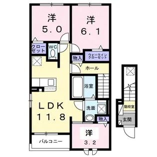 メゾンヴェール高田【2階】の間取り