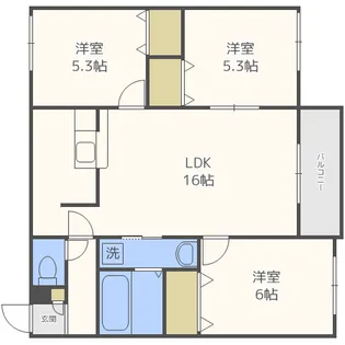 RITZ GRANDE 伏古【3階】の間取り