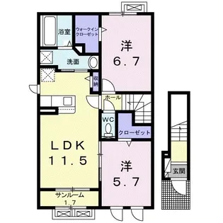 サン セレッソ B【2階】の間取り