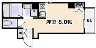プライムタワー阿倍野40【9階】の間取り