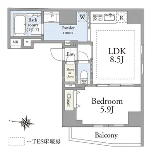 アーベイン 文京・千駄木【8階】の間取り