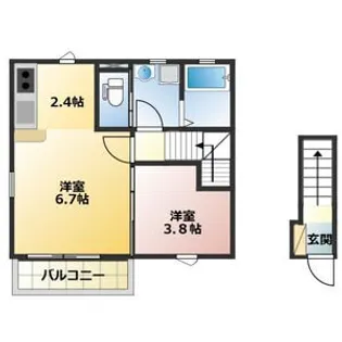 宮城県仙台市若林区南小泉字八軒小路【アパート】の間取り