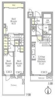アジールコート都立大学【1階】の間取り