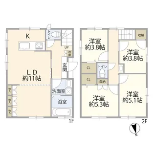 埼玉県川口市南鳩ヶ谷3【一戸建】の間取り