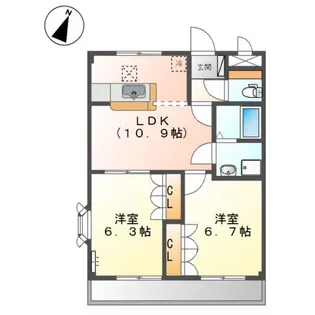 広島県福山市引野町2【アパート】の間取り