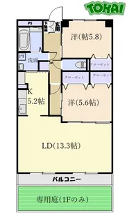 風の杜北館【4階】の間取り