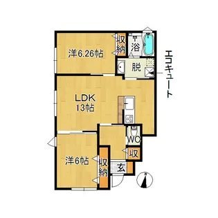 エステート・パレ撫牛子 A棟【1階】の間取り