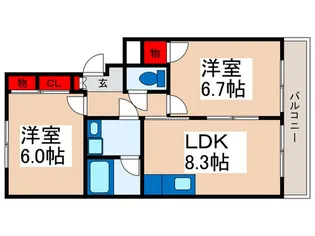 SUNCTY HIKOTA A-2【1階】の間取り