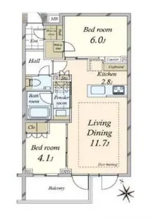 オープンレジデンシア大崎【4階】の間取り