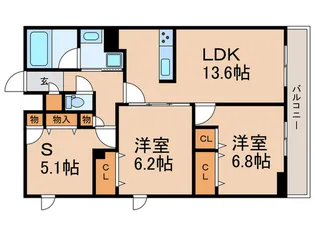 プライムガーデン若木【2階】の間取り