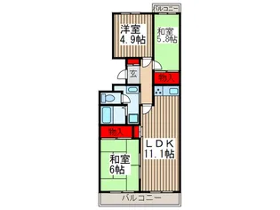 東急ドエル桶川ビレジ二号棟【3階】の間取り