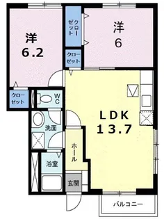 フォンテーヌB【1階】の間取り
