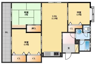 長与グリーンマンションまるしげ【3階】の間取り