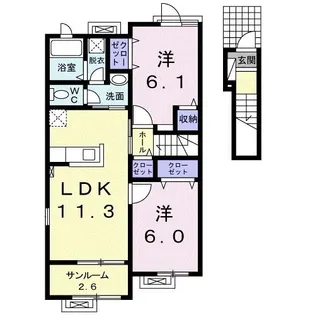 ヴィータ フェリーチェA【2階】の間取り