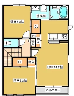 la・Vista(ラ・ヴィスタ)C【2階】の間取り