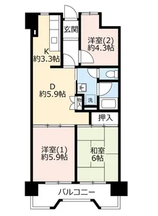 UR北緑丘【7階】の間取り