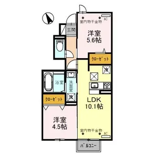 サンツリーD B棟【1階】の間取り