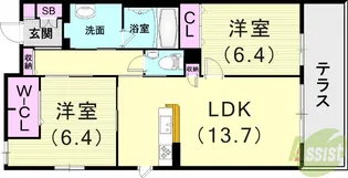 Via Sole 六甲道【1階】の間取り