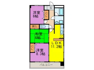 ルミエール諸岡【5階】の間取り