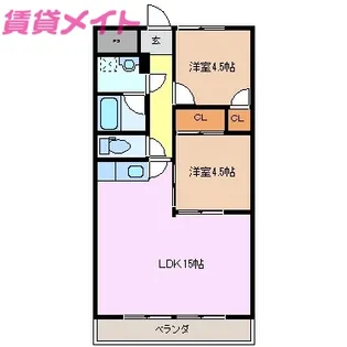 リパルティーレ津新町 B棟【3階】の間取り