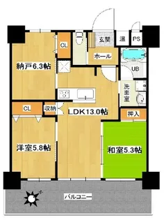 ウィングシャトー那覇オーシャンビュー(TA)【7階】の間取り