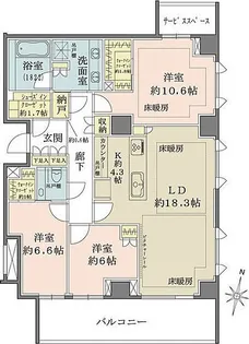 ザ・パークハウス千代田六番町【6階】の間取り