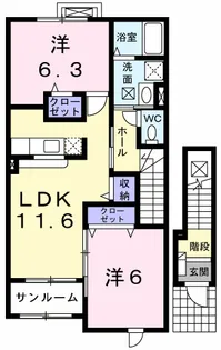 ビサイドミニョン【2階】の間取り
