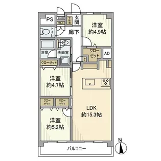セントラルグリーンハイツ【9階】の間取り