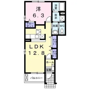 アンソレイエA【1階】の間取り