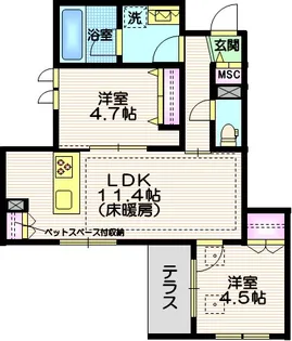 Hill Top OKUSAWA【1階】の間取り