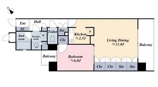 エリートレジデンス宮益坂【7階】の間取り