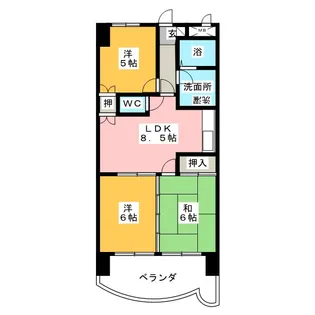 テラスレジデンス鳴海A棟【6階】の間取り
