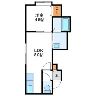 アドバンス北19条(東1丁目)【1階】の間取り