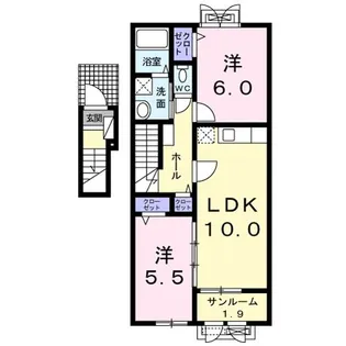 カーサ・エルヴィータI【2階】の間取り
