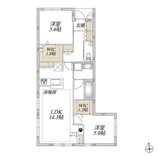 オルティエノワール【1階】の間取り